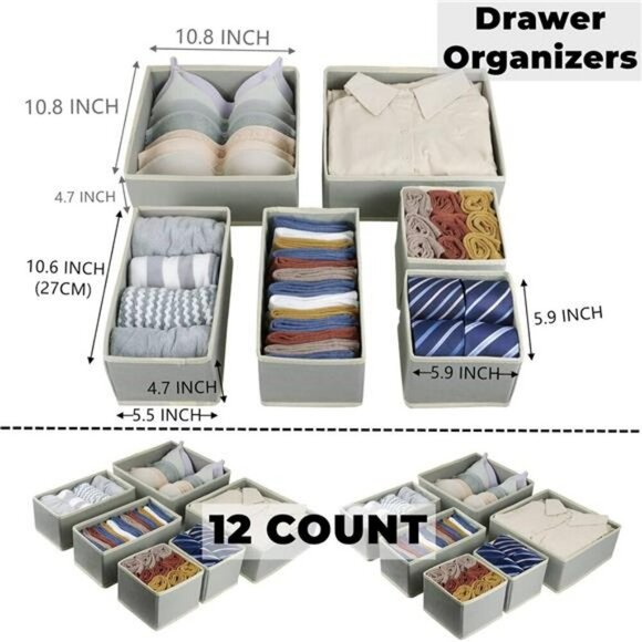 Foldable Drawer Organizer Bins for Clothes Underwear Baby Socks Bras Towels - Picture 3 of 7